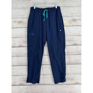 Figs Yola FREEx Lined Scrub Pants Womens Large Blue High Waist Cargo